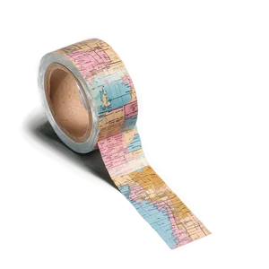 Vintage Map Washi Tape Aesthetic PNG 06272024