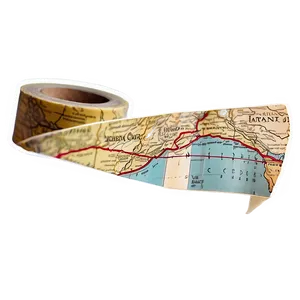 Vintage Map Washi Tape Aesthetic PNG 06272024