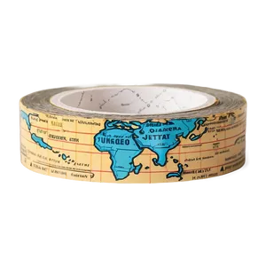 Vintage Map Washi Tape Aesthetic PNG 80