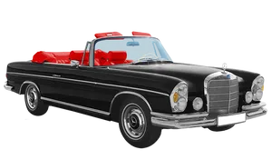 Vintage Mercedes Benz Convertible Red Interior PNG image