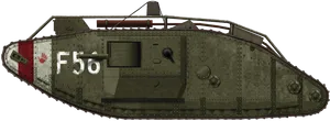 Vintage Military Tank Side View PNG image