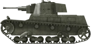 Vintage Military Tank Side View PNG image