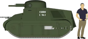 Vintage Military Tankand Man Illustration PNG