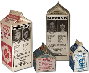 Vintage Missing Children Milk Cartons PNG image