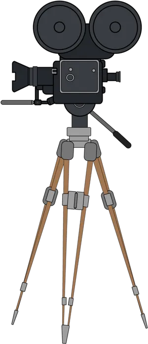 Vintage Movie Cameraon Tripod PNG