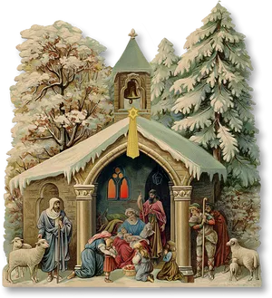 Vintage_ Nativity_ Scene_ Illustration PNG image