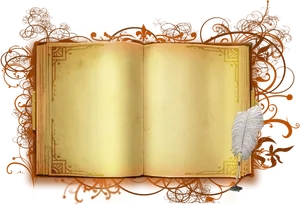 Vintage Open Book Quill Pen Background