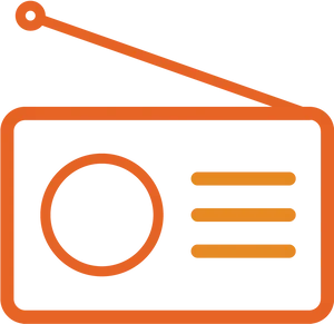 Vintage Orange Radio Icon PNG image