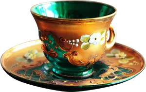 Vintage Ornate Tea Cupand Saucer PNG image