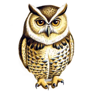 Vintage Owl Drawing Png Fug PNG image