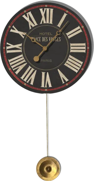Vintage Pendulum Clock Face PNG