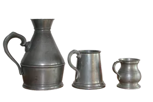 Vintage Pewter Pitcherand Mugs