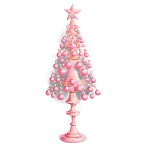 Vintage Pink Christmas Tree PNG 06122024