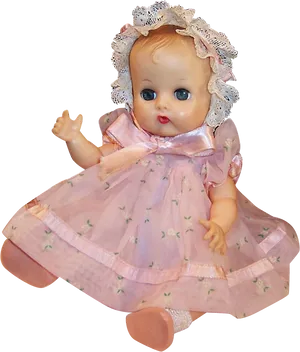 Vintage Pink Dress Doll PNG image