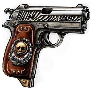 Vintage Pistol Drawing PNG Qve95