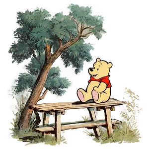 Vintage Pooh Bear Scene PNG 06292024 PNG