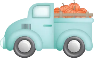 Vintage Pumpkin Truck Illustration PNG image