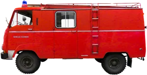 Vintage Red Fire Engine Side View PNG image