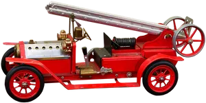 Vintage Red Fire Engine Toy PNG image
