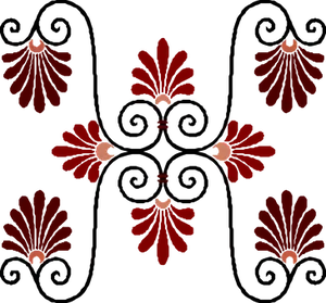 Vintage Red Floral Symmetry Pattern