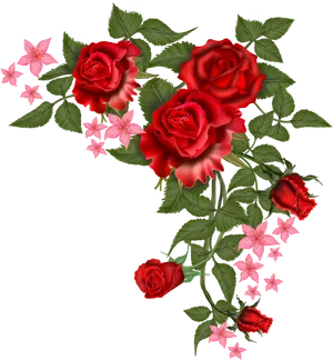 Vintage Red Roses Floral Arrangement PNG image