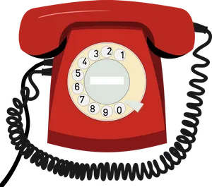 Vintage Red Rotary Phone PNG