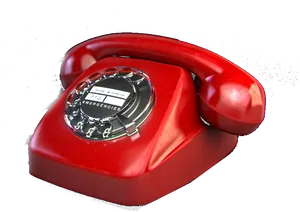 Vintage Red Rotary Phone PNG