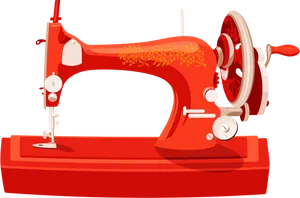 Vintage Red Sewing Machine Illustration PNG image