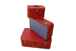 Vintage Red Suitcases Stacked