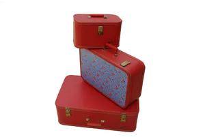 Vintage Red Suitcases Stacked