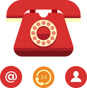 Vintage Red Telephone Contact Icons PNG image