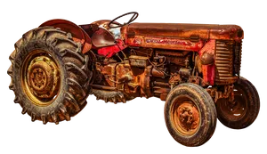 Vintage Red Tractor Isolated PNG image