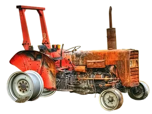 Vintage Red Tractor Isolatedon Black PNG image