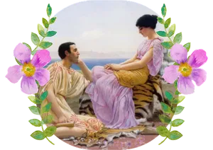 Vintage Romantic Scene Floral Frame