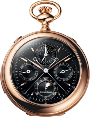 Vintage Rose Gold Pocket Watch PNG