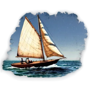 Vintage Sailboat Poster PNG Kok PNG