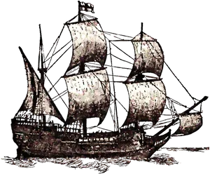 Vintage Sailing Ship Illustration PNG image
