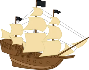 Vintage Sailing Ship Illustration PNG image