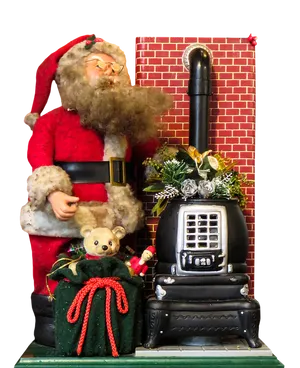 Vintage Santa Claus Figurineby Fireplace