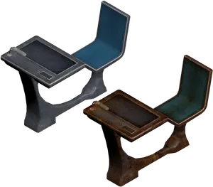 Vintage School Deskand Chair Combo PNG image