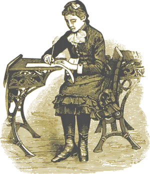 Vintage Sewing Girl Silhouette