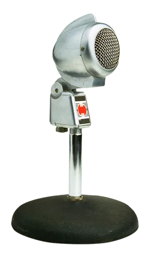 Vintage Silver Microphoneon Stand PNG image