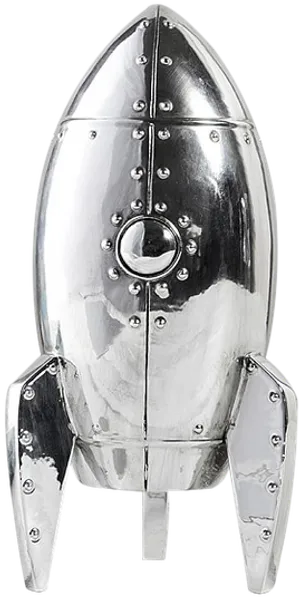 Vintage Silver Rocket Model PNG image