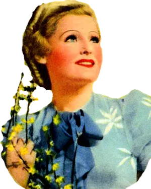 Vintage Smiling Woman Floral Dress