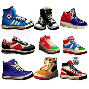 Vintage Sneaker Collection Png Wwi PNG image