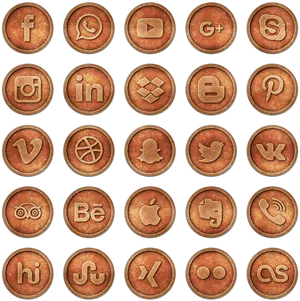 Vintage Social Media Icons Set PNG image