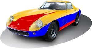 Vintage Sports Car Colorful Design PNG