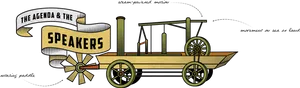 Vintage Steam Engine Agenda Banner PNG image