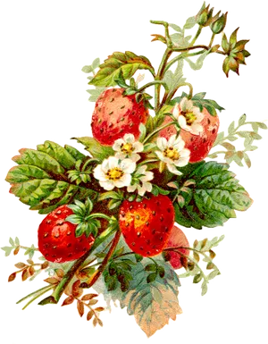 Vintage Strawberry Illustration PNG image
