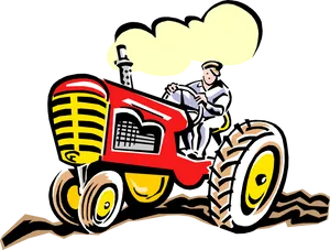 Vintage Style Red Tractor Illustration PNG image